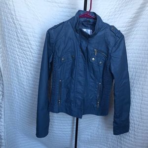 Blue faux leather jacket